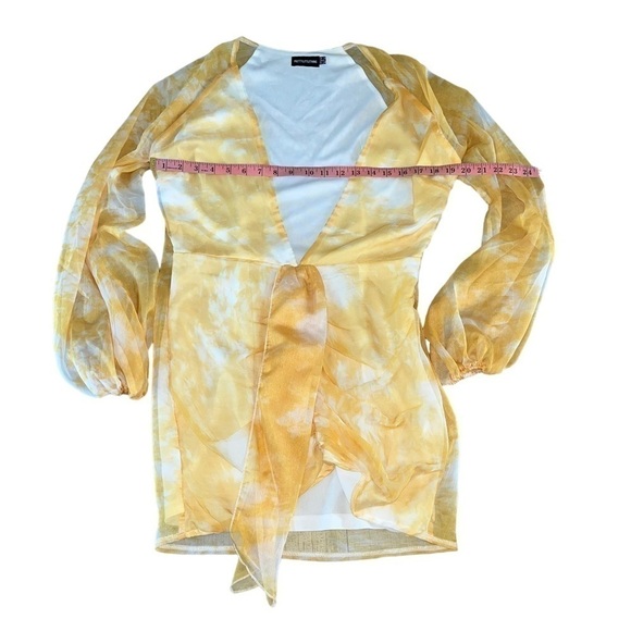NWT! PLT Tie Dye Chiffon Long
Sleeve Bodycon Dress size 6 - Picture 5 of 8